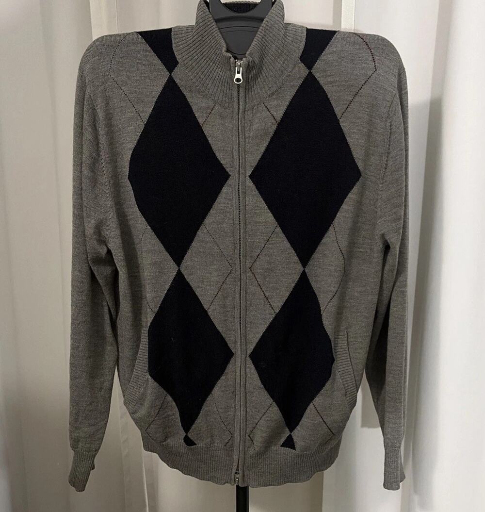 Daniel cremieux 100% Merino Wool Zip up Cardigan Size Large
